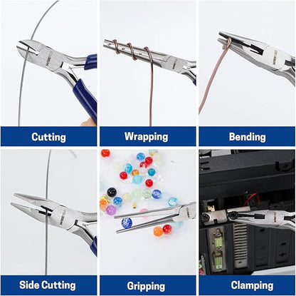 3 PCS Mini Pliers Set, Jewelry Pliers Kit with Needle Nose, Diagonal and Long Nose, Small Plier Tool for Jewelry Making, DIY Crafts, Beading and Electronic Repair