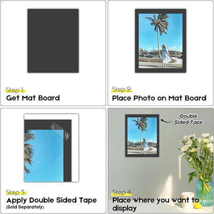 Golden State Art, 16x20 Uncut Photo Mat Matboard - Black Uncut Mats for DIY Projects, Presentation Boards, Art Crafts (50 Pack)