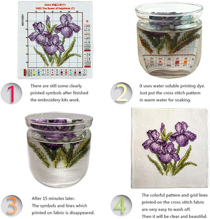Stitchmelody Stamped Cross Stitch Kits,14CT Printed Pattern on Canvas,DMC Threads Embroidery Set-Happy Couple 17.3''×14.2''