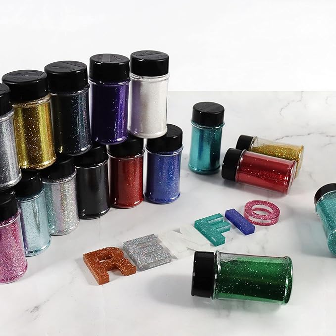 Renfio Ultra Fine Glitter Powder Metallic Resin Glitter 2.11 Oz (60g) PET Flakes Crafts Sequins 1/128" 0.008" 0.2mm Epoxy Chips Flakes for Tumblers Slime Roses Decoration - Deep Ocean