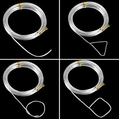 BBTO Aluminum Craft Wire, 4 Sizes (1 mm, 1.5 mm, 2 mm and 2.5 mm in Thickness) Bendable Metal Wire for DIY Sculpture and Crafts, 4 Rolls, Each Roll 16.4 Feet (Silver)