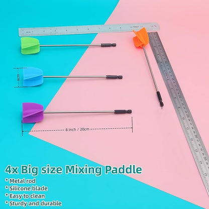 Silicone Resin Mixer Epoxy Mixer Paddles,Reusable Reusable Paint and Resin Mixer Paddle to Mix,Mixer for Drill Paint Mixer/Paint Stirrer for Mixing Resin, Epoxy, Silicone Molds(4-Large)