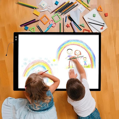 YINGWOND A1 Large Rechargeable Light Pad,Diamond Art Light Board with 3 Color Modes,6 Levels and Stepless Dimming,Battery Powered Light Box for Tracing,Diamond Painting,Drawing,Sketching