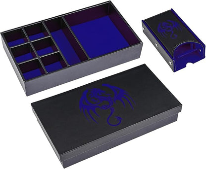 D&D Dice Storage Box 4 in 1 Portable Dice Case, RPG DND Rolling Tray Leather Box for Role Playing Games and Other Tabletop Game