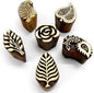 Craftsofindia® Flowers and Leaf Wooden Blocks Stamps for Printing on Textiles, Pottery Crafts,Henna, Scrapbooking (Set of 6)