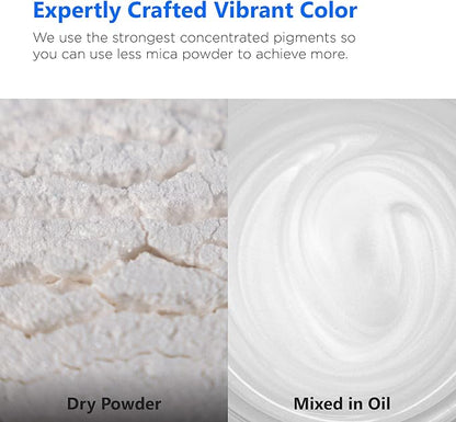 Rolio - Mica Powder - 1 Jar of Pigment for Paint, Dye, Soap Making, Nail Polish, Epoxy Resin, Candle Making, Bath Bombs, Slime - 100G / 3.5oz(Noble White)