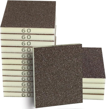 16PCS 60 Grits Sanding Sponge Coarse Sanding Block, Washable and Reusable Wet Dry Sandpaper Sponge， Sander Sponges for Wood Drywall Metal Wood