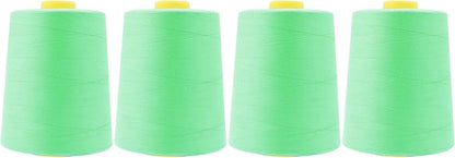 Mandala Crafts 4 Pack of Serger Threads Cones Spools - 20S/2 24000 Yards Polyester Seafoam Green Threads for Sergers Machine and Overlock Quilting Sewing Machine