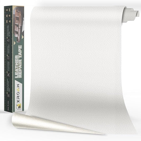 Leather Repair Tape, 16x79 inch Leather Patches for Furniture, Self Adhesive Leather Repair Patch for Sofas, Couches, Leather Covers, Seats, Chairs, Vinyl Repair Tape White