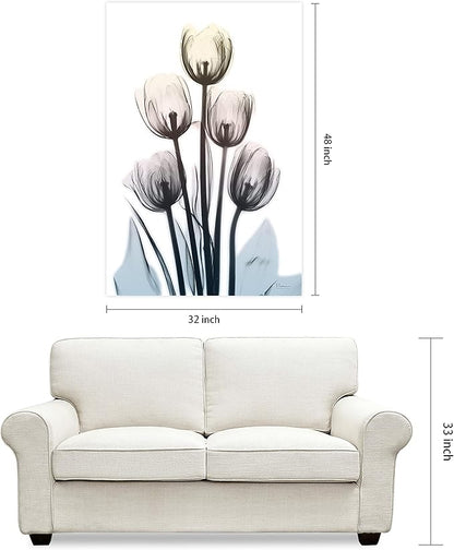 Empire Art Direct 48"x32" Frameless Tempered Glass Wall Art, Springing Tulips Wall Art, Flower Wall Decor, Ready to Hang, X-Photography Wall Decor, Living Room, Bedroom, Home Office