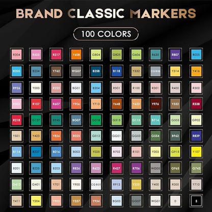 Caliart Markers, 100 Colors Dual Tip Art Markers Sketch Pens Permanent Alcohol Based, with Case for Adult Artist Halloween Drawing Sketching (White Barrel)