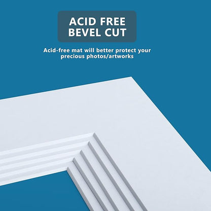 Somime 10 Pack Pre-Cut 11 x 14 White Picture Mats for 8.5x11 Photos - White Core Bevel Cut Frame Matte, Acid Free, Ideal for Frames/Artwork/Prints