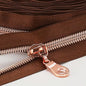 The Yards 10 Yards Bulk Brown Nylon Coil Zipper with Antique Brass Teeth - Replacement Sewing Zipper with 10PCS Sliders for DIY Craft Bags