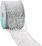 CT CRAFT LLC Sparkling Glitter Mesh Wired Ribbon 2.5" x 10 Yards Silver for Christmas Home Decor Bow Gift Wrapping DIY Crafts Wreath