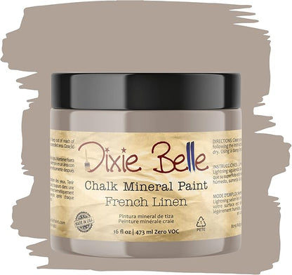 Dixie Belle Paint Company Chalk Finish Furniture Paint - French Linen (16oz) - Matte Light Taupe Chic Chalk Mineral DIY Furniture Paint