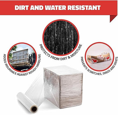 Stretch Wrap with Handle Industrial Strength 4 Pack 11" x 1000 Ft 60 Gauge Thick (15 Micron) Shrink Wrap Roll for Moving Supplies, Furniture, Pallets, Plastic Wrap for Packing, Heavy Duty Stretch Film