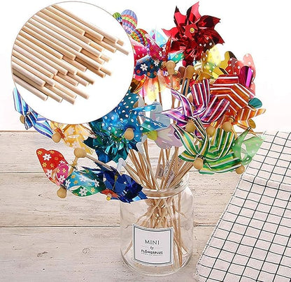 HOPELF 100PCS Dowel Rods Wood Sticks Wooden Dowel Rods - 1/8 x 6 Inch Bamboo Sticks - for Crafts，Hardwood Dowel Rod Assortment，Wooden Rod Sticks Doweling Rods， Cake Dowels and DIYers.