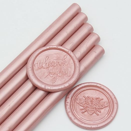 52pcs Rose Gold Wax Sealing Sticks for Wax Seal Stamp - Premium Glue Gun Sticks for Envelope, Letter, Wedding Invitation Craft Adhesive - Great Gift Ideas (Mini Size)