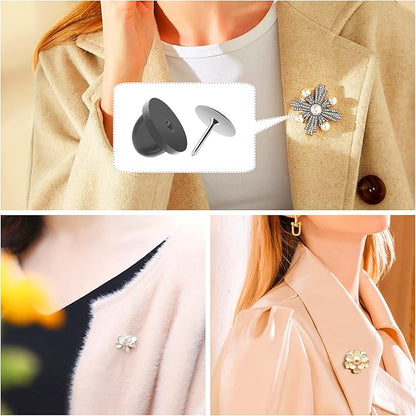 JANYUN 120 Pairs Rubber Blank Pin Backs Butterfly Clutch Backings Holder Tie Tacks Keepers Replacement with 9mm Length 10mm Width Lapel Enamel Pins for Craft Making
