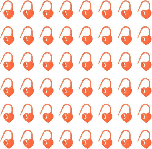 uxcell 200pcs Stitch Markers for Crocheting, Heart Shaped Crochet Marker Needle Clip Counter for Knitting Clothing Tag DIY Craft,Orange