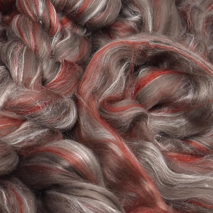 Merino Silk Luxe Tonal Designer Blend. Superfine Merino, Mulberry, Tussah Silk. Top Roving for Spinning or Felting. Sienna Sunset 1oz