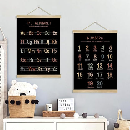Alphabet and Numbers Wall Chart Set of 2 ,Kids Educational Posters,ABC and 1-20 Number Learning Banners for Toddlers, Preschool Classroom, Homeschool, Nursery, Playroom Decor 14 x 18.5 Inch (colorful)