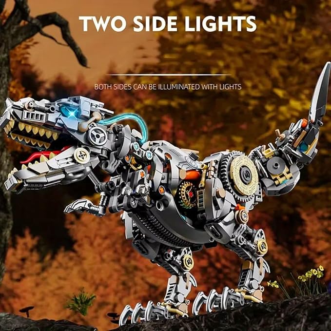Mechanical Tyrannosaurus Rex Building Set with Light, Dinosaur Building Blocks Toy for Adults, Movable Dinosaur Animal with Display Stand, STEM Gift for Girls Boys Teens Age 12+ (1268 PCS)