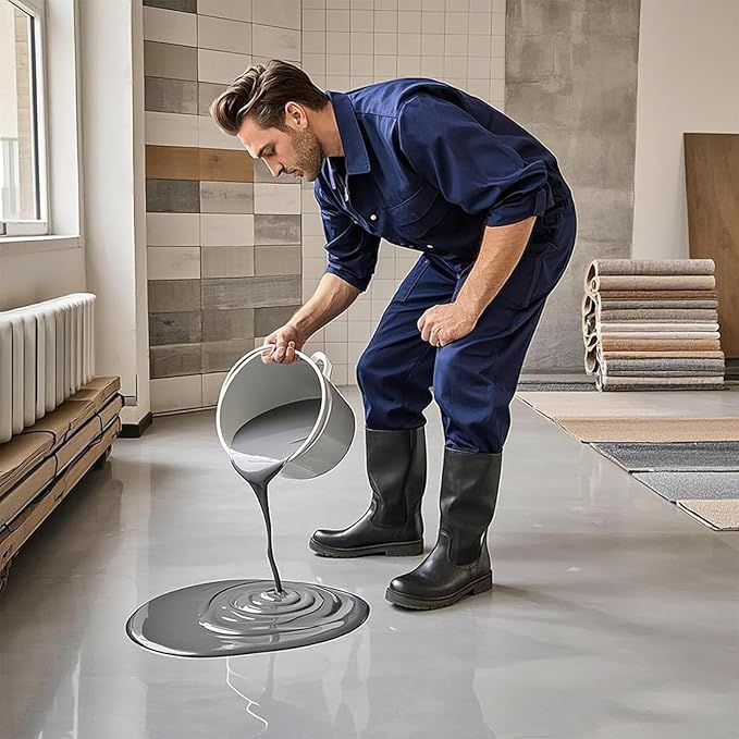 Epoxy Floor Paint, Epoxy Colored Sand Floor Paint, High-Gloss Marble Effect Self-Leveling Coating, Waterproof, Non-Slip, Ultra-Durable for Garage, Basement, Wood Floors (Colorful,4.4 lb)