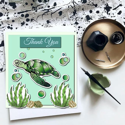 Summer Ocean Sea Turtle Clear Stamps for DIY Craft Turtle Clear Stamps for Card Making Decoration Marine Shell Starfish Animals Seahorse Transparent Silicone Seals Stamp Rubber Stamps Decor