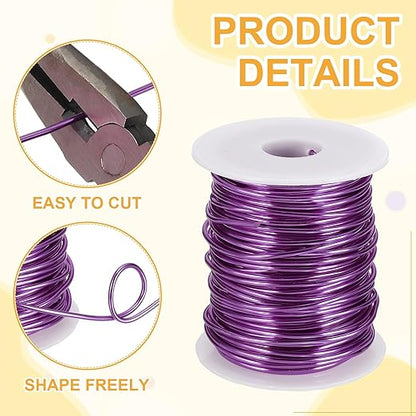 uxcell 12 Gauge / 2mm Anodized Aluminum Wire for Jewelry Craft Making, 102 Feet Bendable Flexible Wire for DIY Home Decor Gardening Sculpture, Purple