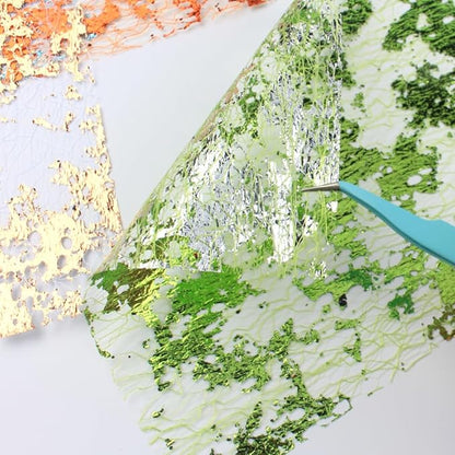 A5 Size Colorful Foil Textured Fabric Art Paper Scrapbooking Decorative, 20 Sheets Sparkle Metallic Lace Mesh for Crafts, Junk Journaling Supplies, Card Making, Collage