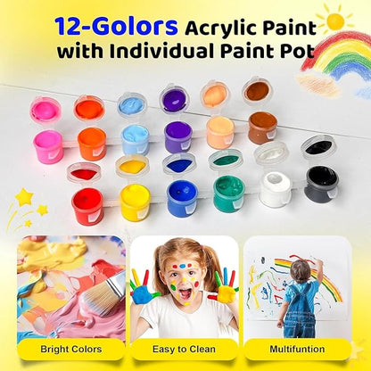 XINDUHUI 30 Pack Mini Acrylic Paint Set, 12 Colors Acrylic Paints Strips for Kids & Adults Craft Paint,420 PCS Kids Painting Kit Container Strips Storage for Home Birthday Classroom Party (420)