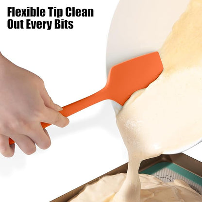4-Piece Silicone Spatula Scrapers: Doosu 600°F Heat Resistant Food Grade Kitchen BPA Free Rubber Baking Cooking Tool Nonstick Utensil Set for Mixing, Scraping, Folding, Stirring, Serving (Multi-5)