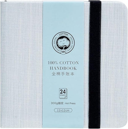 Lightwish Square Watercolor Journal,100% Cotton,300gsm/140lb,Acid-Free,24 Sheets Hot Press Watecolor Paper Sketchbook for Artists Adults Students,4.7 * 4.7 Inches