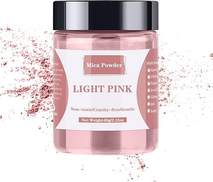 Mica Powder - 60g Mica Powder for Epoxy Resin - Pearl Pigment Powder Dye for Resin/Eye Shadow/Soap Making/Nails/Bath Bombs etc. (Light Pink)