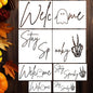 Halloween Stencils for Door Mats Welcome Ghost Stencil Reusable Stay Spooky Halloween Stencils for Painting on Wood Sign Doormats Fabrics DIY Crafts Decor