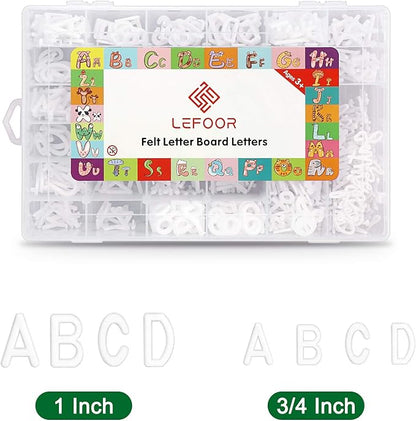 Letter Board Letters Only,646 PRE-Cut Characters (3/4 and 1 Inch,White) with Sorting Tray,Felt Letter Board Letters (Choice B)