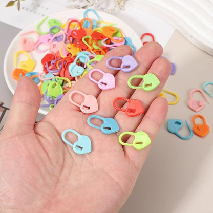 uxcell 200pcs Stitch Markers for Crocheting, Heart Shaped Crochet Marker Needle Clip Counter for Knitting Clothing Tag DIY Craft,Fluorescent Green
