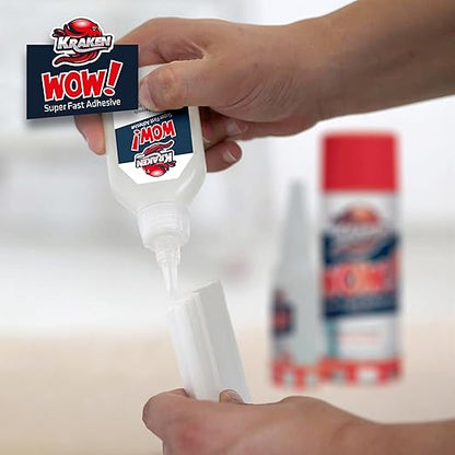 Kraken Bond Wow! CA Glue (1x3.50 oz) with Spray Adhesive Activator (1x13.50 fl oz) - Cyanoacrylate, with Activator, Fast CA Glue for Woodworking, Crazy & Craft - 1 Pack