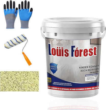 Louis Forest Epoxy Floor Paint, High-Gloss Marble Effect Coating, Epoxy Colored Sand Floor Paint, Wear-Resistant and Non-Slip for Indoor Outdoor (0.5KG-Lemon yellow)