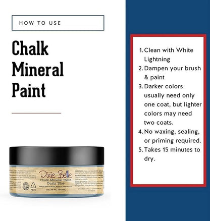 Dixie Belle Paint Company Chalk Finish Furniture Paint - Dusty Blue (4oz) - Matte Faded Denim Chic Chalk Mineral DIY Furniture Paint