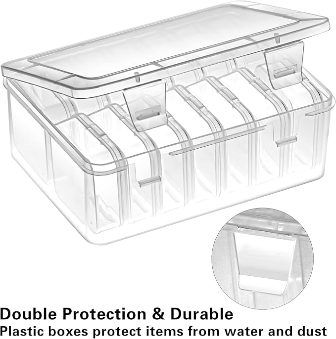 Mathtoxyz Small Bead Organizers, 30 Pieces Plastic Storage Cases Mini Clear Bead Storage Containers Transparent Boxes with Hinged Lid and Rectangle Clear Craft Supply Case