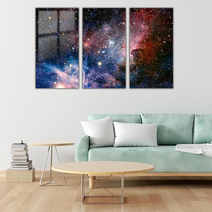 SpiritualHands Stunning Nebula Tempered Glass Wall Art Painting for Living Room, Tempered Glass Modern Prints Decor, Large Vivid Color Panel for Bedroom, Kitchen, or Office