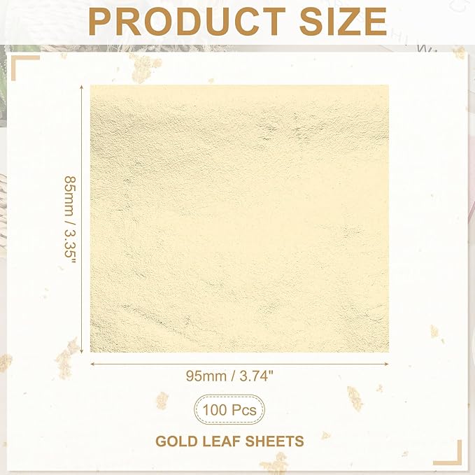 PATIKIL Gold Leaf Sheets for Art 3.7" x 3.4", 100 Pcs Gold Foil Sheet Metallic Leaf Papers for DIY Crafts Resin Furniture Nails Paintings Home Decoration, Champagne Silver
