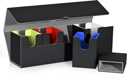 Card Deck Box with Dice Tray for MTG, 5 in 1 Card Deck Case Holds 800+ Unsleeved Cards, Strong Magnet Organizer Compatible with Yugioh TCG Sports Cards (Colorful)