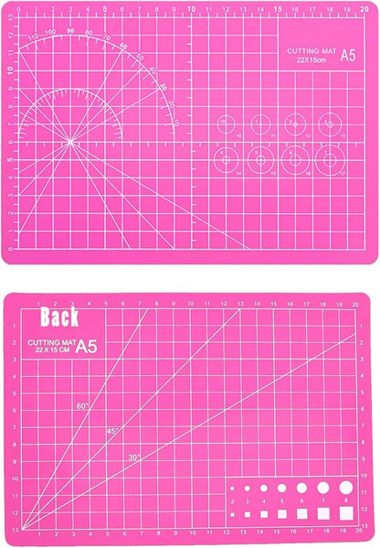 A5 Self-Healing Cutting Mat, Small Cutting Mat, Professional Double Sided Durable Cuttings Mats, Great for Hop Scrapbooking, Quilting, Fabric, Sewing Craft Projects (Mixed Colors, A5)