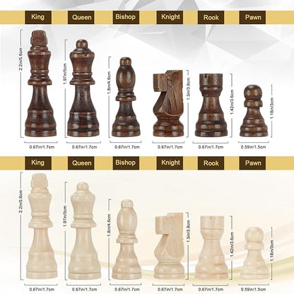 Magnetic Wooden Chess Set for Adults Kids 12'' Chess Board with Handmade Pieces, Folding Portable Travel Unique Chess Sets Game for Tournament Professional Beginner
