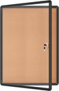 38"x28" Enclosed Bulletin Board, Lockable Weather-Resistant Aluminum Cork Noticeboard for School & Office, Black Frame w/Cork