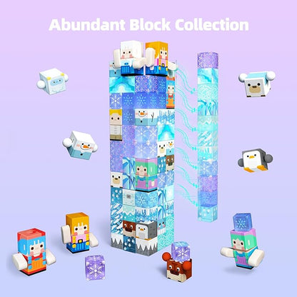 GobiDex 100PCS Magnetic Blocks Magnet Building Toys, Princess Castle Toys for Girls, Upgraded STEM Sensory Birthday Gift for Kids Age 3+ Years Old