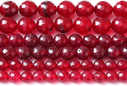 90pcs 4mm Faceted Red Jade Gemstone Beads Natural Stone Round Loose Spacer Beads for Jewelry Making DIY Bracelet Necklace 1 Strand 15inch